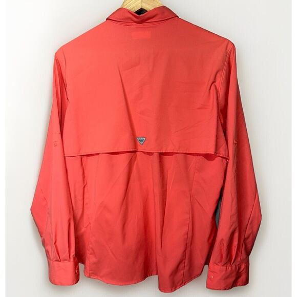 Columbia PFG Button-Up Shirt Women’s Size XL Omni-Shade Long Sleeve Melon Color - Picture 2 of 9